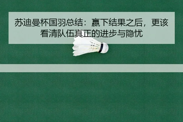 苏迪曼杯国羽总结：赢下结果之后，更该看清队伍真正的进步与隐忧